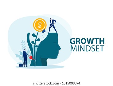 Businessman Water The Plants Money Think For Growth Mindset Concept 