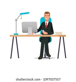 Businessman Working Cartoon Character Person Office Stock Illustration ...