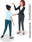 Businesswomen comminicate and deal, business characters isolated.  office woman cartoon, businesswoman meeting and agreement illustration