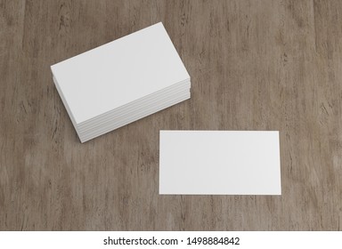 Bussiness Card Mockup.Bussiness Cards On Wood Background. Template. - 3d Render