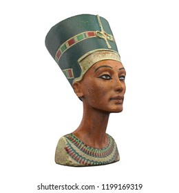 Bust Of Queen Nefertiti Isolated. 3D Rendering