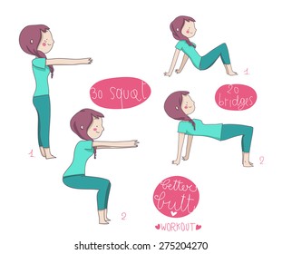 Butt Workout Illustrated Exercises Stock Illustration 275204270