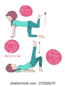 Butt Workout Illustrated Exercises Stock Illustration 275204273