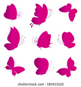 Butterflies Icons Set Isolated On Gray Stock Vector (Royalty Free ...