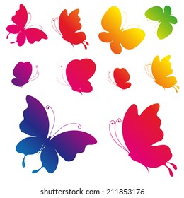 Butterflies Icons Set Isolated On Gray Stock Vector (Royalty Free ...