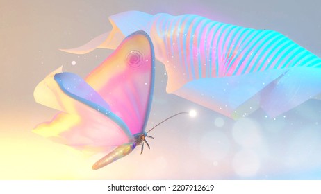 Butterfly Coming Out Of The Chrysalis Digital Painting Illustration, Cover Image