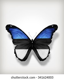 Butterfly Estonia flag on paper as card