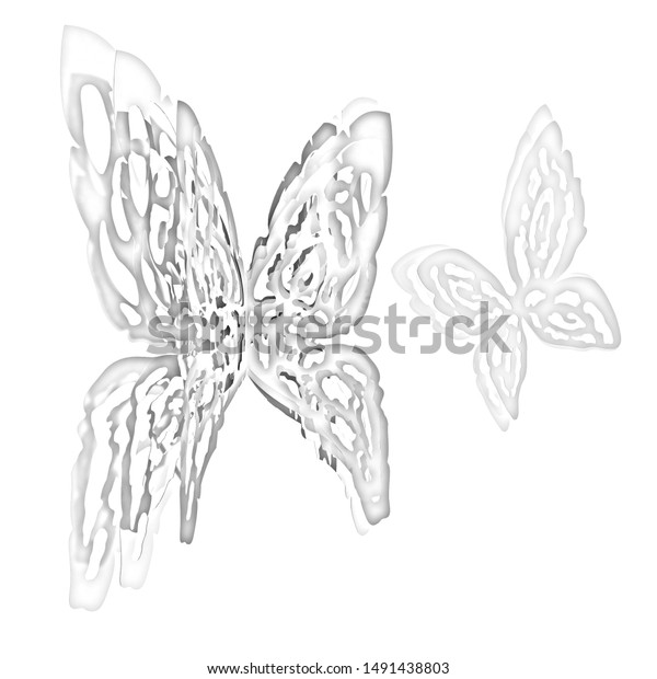 Butterfly Interior Design Pencil Drawing 3d Stock Illustration 1491438803