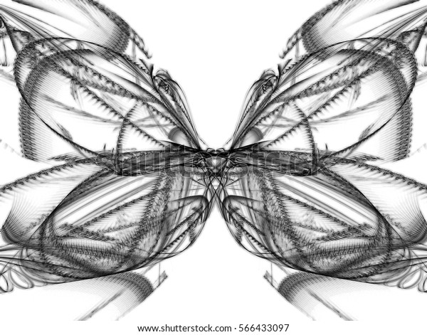 Butterfly Pencil Drawing Abstract Fractal 3d Stock Illustration 566433097