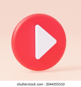 Button Round Symbol Video Player, Audio. 3d Rendering