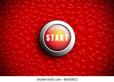 Button start red push press on texture crack Painting