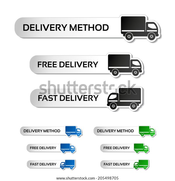 buttons - delivery method, free delivery and fast\
delivery, truck\
labels