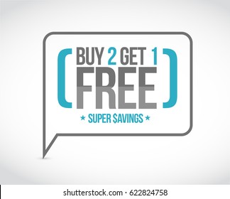 buy 2 get 1 free sale message concept illustration design graphic
