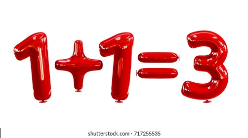Buy 2, Get 1 Free - Sale Concept Made of Red Helium Balloons. 3d rendering isolated on White Background
