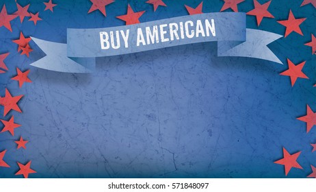 Buy American Text With US American Flag Concept Background