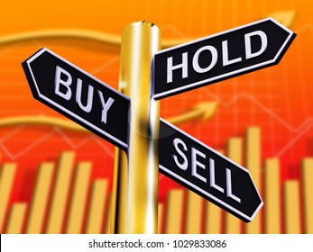 Buy Hold And Sell Signpost Represents Stocks 3d Illustration