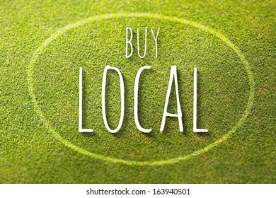 Buy Local On Green Grass Poster, Illustration Of Business