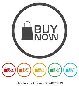 Buy now sign ring icon color set