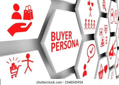 BUYER PERSONA concept cell background 3d illustration