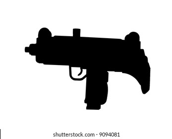 Bw Silhouette Uzi Over White Background Stock Illustration 9094081 ...