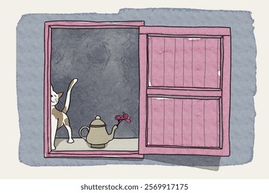 By the window . . .