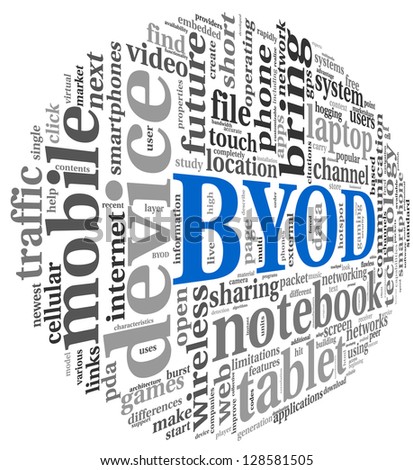 BYOD - bring your own device concept in tag cloud