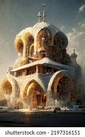 Byzantine Architecture, Digital Art Style, 3d Illustration