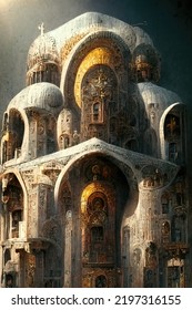 Byzantine Architecture, Digital Art Style, 3d Illustration