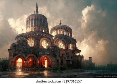 Byzantine Architecture, Digital Art Style, 3d Illustration