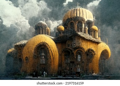 Byzantine Architecture, Digital Art Style, 3d Illustration