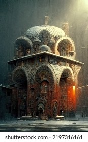 Byzantine Architecture, Digital Art Style, 3d Illustration