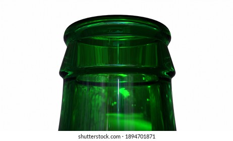 C close-up 3D render of the lid of a green glass beer bottle.