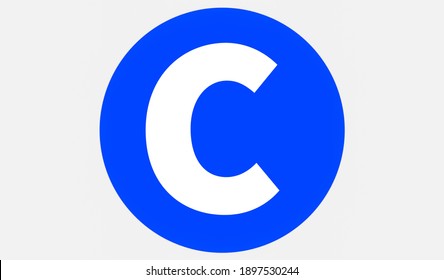 c latter icon white and blue

