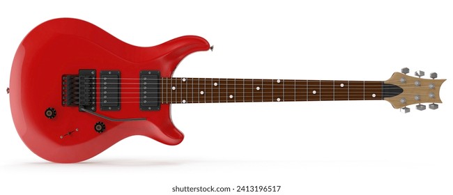 C Notes on a Red Electric Guitar - Powered by Shutterstock