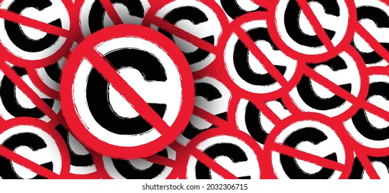 C Symbol For Copyright Free, Without Legal Recognition Sign. Cartoon No Copyright Icon. Free To Use In The Public Domain. Non Copyrighted Pictogram. 