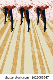 Cabaret Burlesque Dancers Background Poster With Women Legs