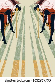 Cabaret Burlesque Dancers Background Poster With Women Legs