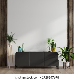 Cabinet Mockup In Modern Empty Room,white Wall, 3d Rendering