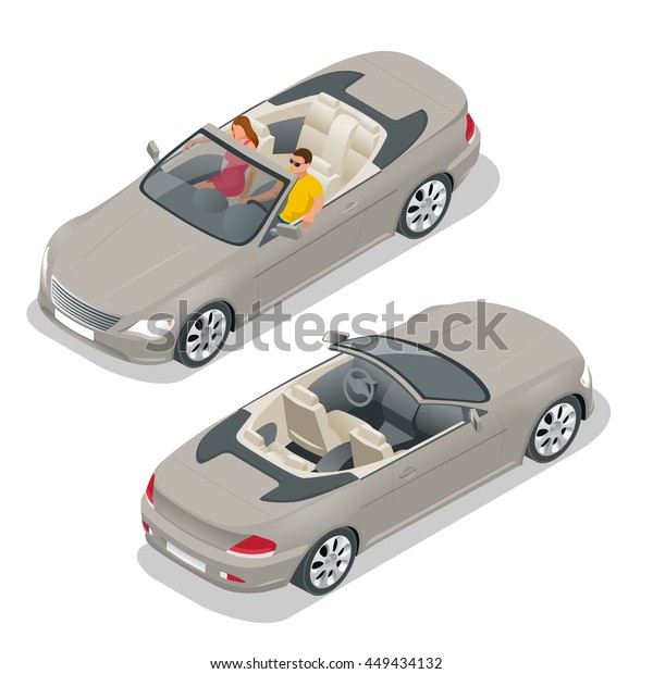 Cabriolet car\
isometric illustration. Flat 3d convertible image. Transport for\
summer travel. Sports car\
vehicle