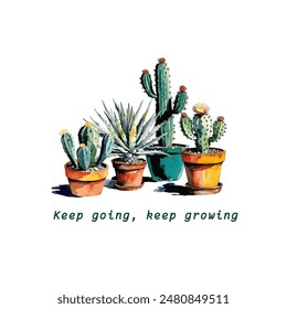 Cacti illustration. Hand drawn picture - Powered by Shutterstock