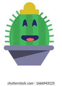 Cactus Hat Cactus Smiles Happy Face Stock Illustration 1666943125 ...