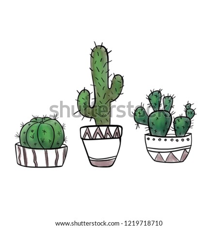 Cactus Sketch Flores Stock Illustration 1219718710 - Shutterstock