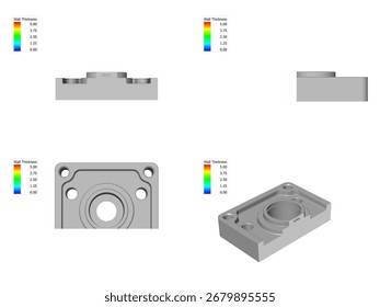 CAD 3D design computer modeling , mechanical part in 3D, prediction accuracy of finite element, CNC housing or mounting plate, model technical sketch