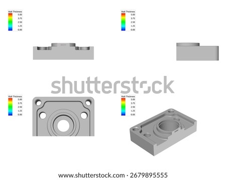CAD 3D design computer modeling , mechanical part in 3D, prediction accuracy of finite element, CNC housing or mounting plate, model technical sketch