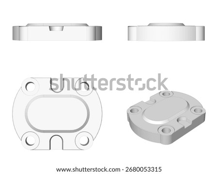 CAD 3D design computer modeling , mechanical part in 3D, prediction accuracy of finite element, CNC housing or mounting plate, model technical sketch