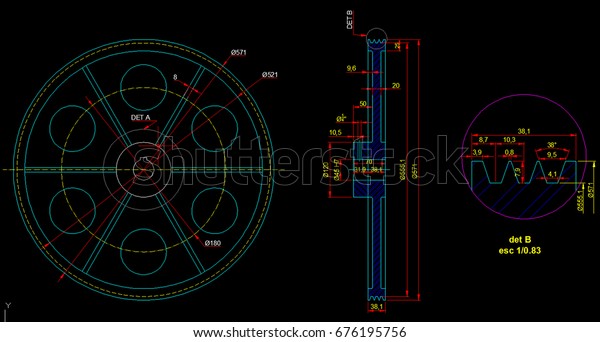 Cad Blueprint Mechanical Piece のイラスト素材