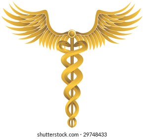 Golden Caduceus Medical Symbol 3d Rendering Stock Illustration ...