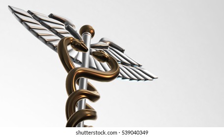Caduceus - medical symbol, 3d render