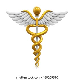 Caduceus Medical Symbol. 3D rendering