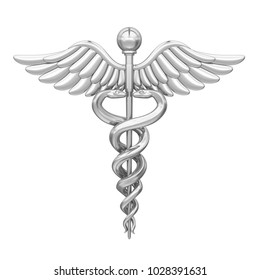 Caduceus Medical Symbol Isolated. 3D rendering